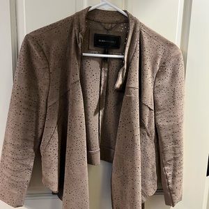 BCBG faux leather suede jacket with perforated pattern